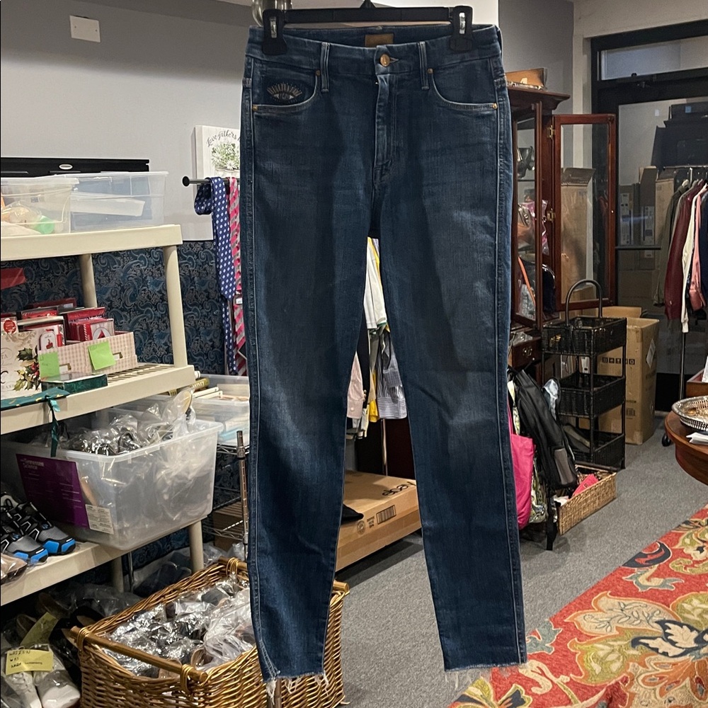 Mother Denim High Waisted Double Looker Ankle Fray, skinny jeans Size 26 - Picture 5 of 9